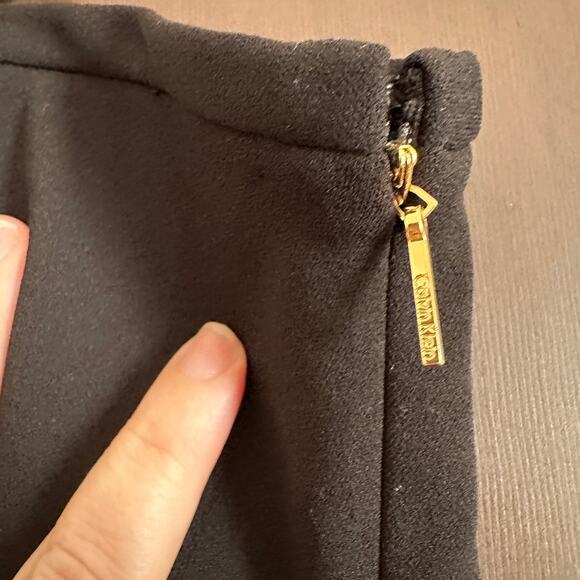 CALVIN KLEIN | Black Crepe A Line Midi Skirt, Business Professional | Size 14 - Picture 3 of 6